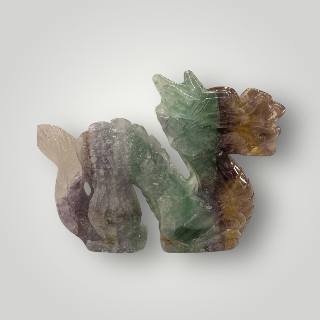 Carved Fluorite Dragon Sculpture – Crystal Collectible Décor