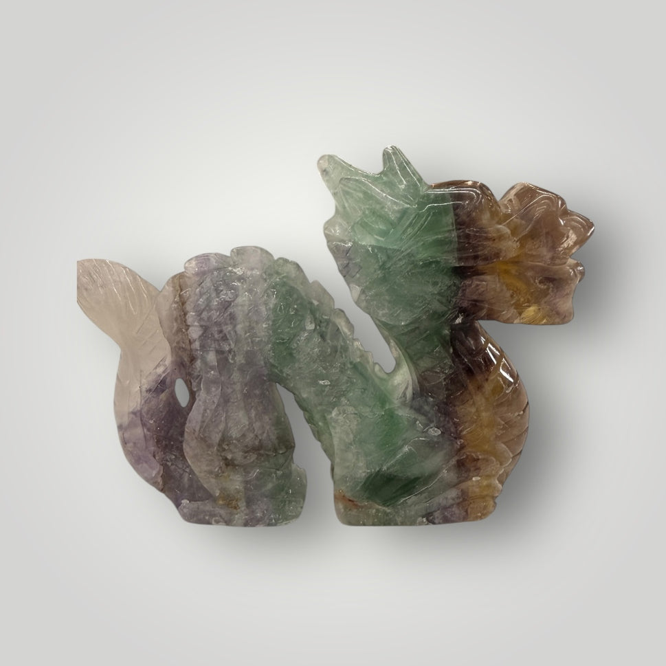 Carved Fluorite Dragon Sculpture – Crystal Collectible Décor