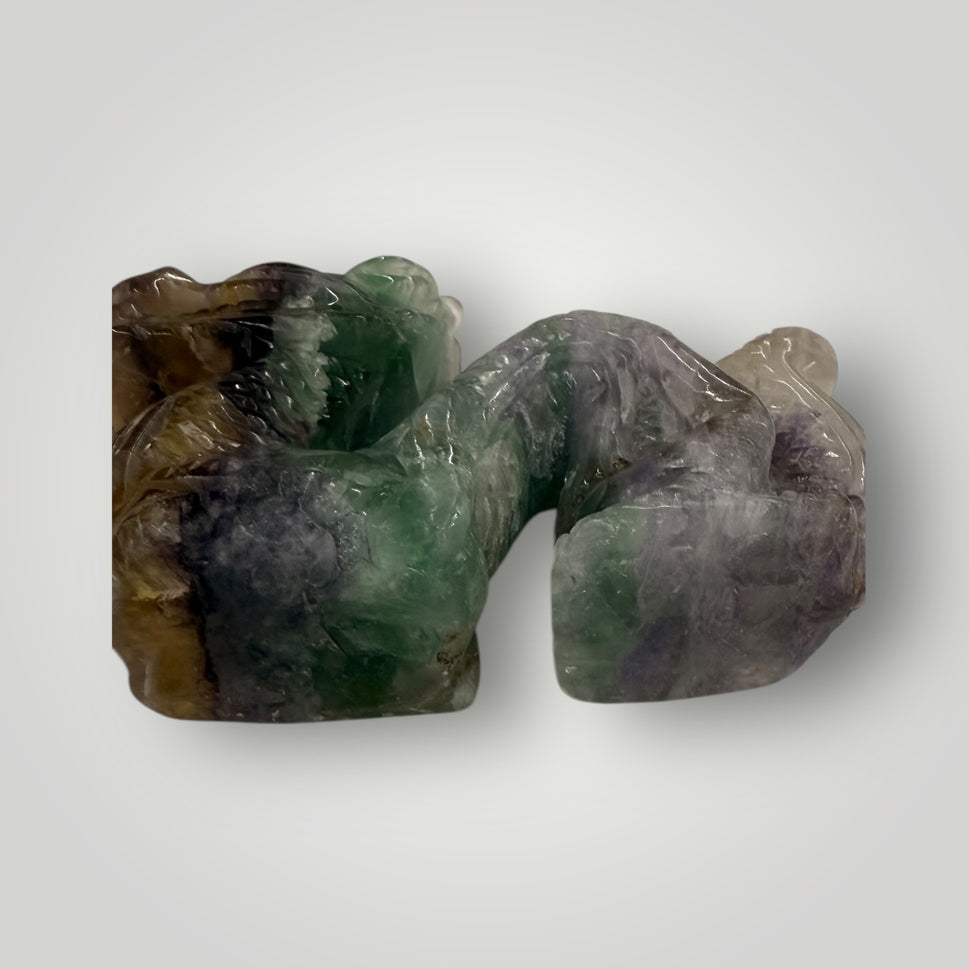 Carved Fluorite Dragon Sculpture – Crystal Collectible Décor