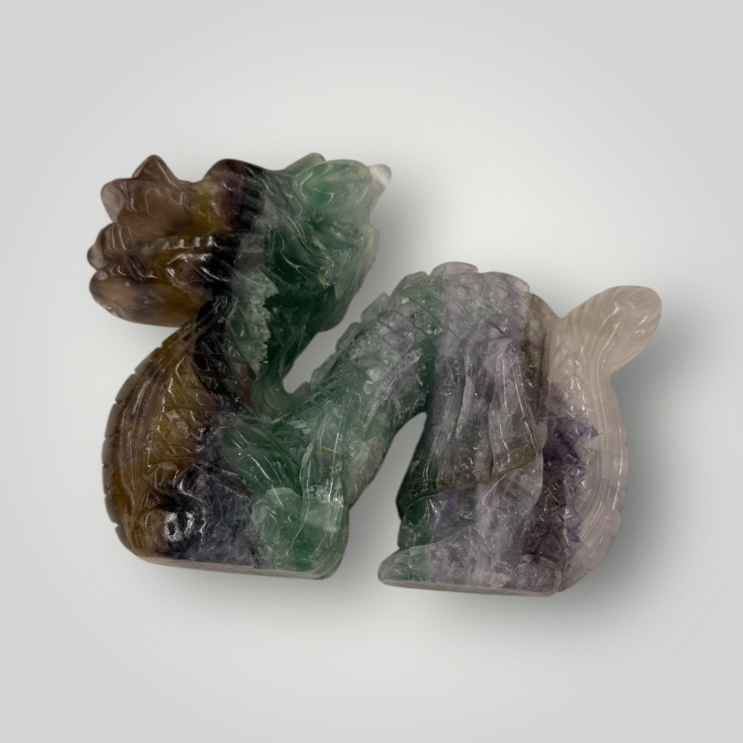 Carved Fluorite Dragon Sculpture – Crystal Collectible Décor