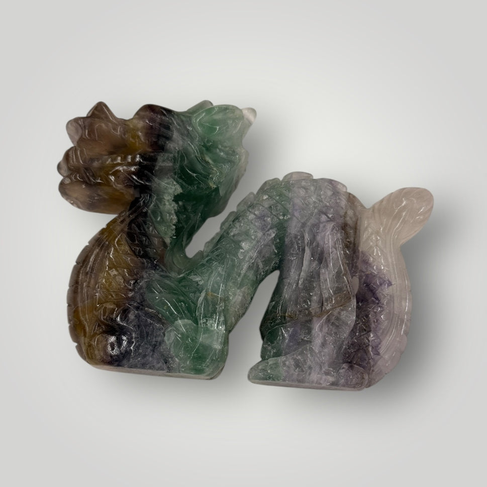 Carved Fluorite Dragon Sculpture – Crystal Collectible Décor