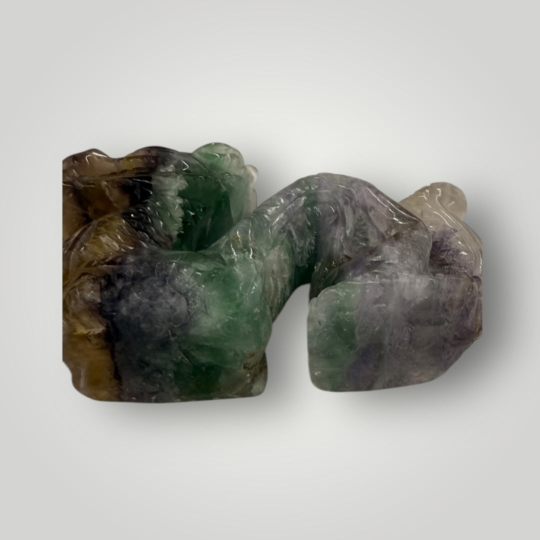 Carved Fluorite Dragon Sculpture – Crystal Collectible Décor