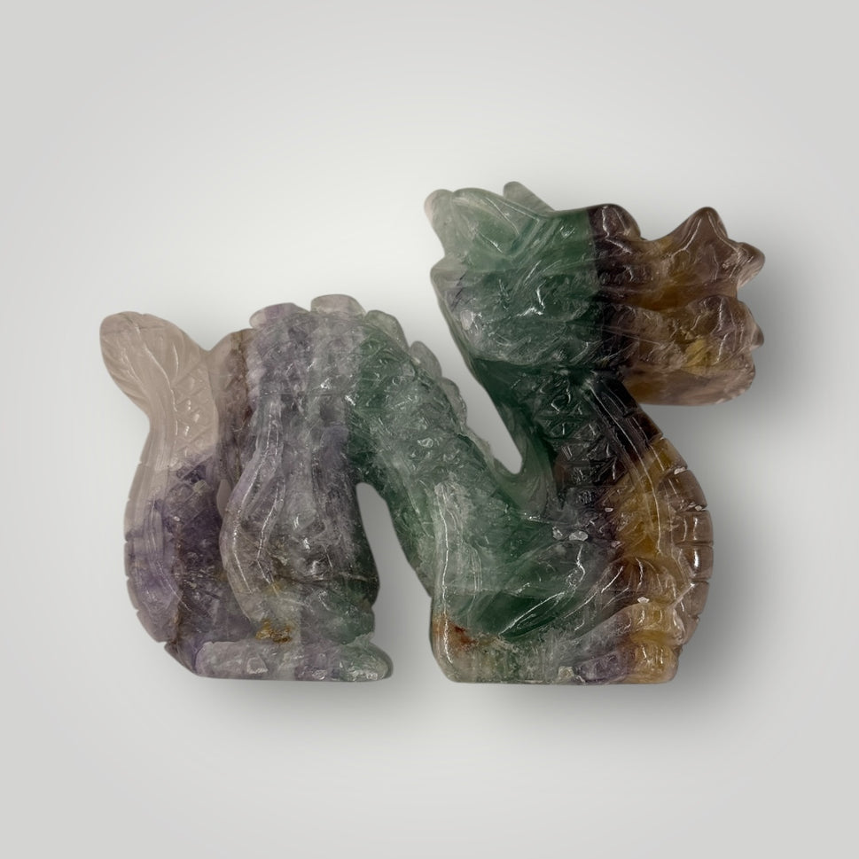 Carved Fluorite Dragon Sculpture – Crystal Collectible Décor