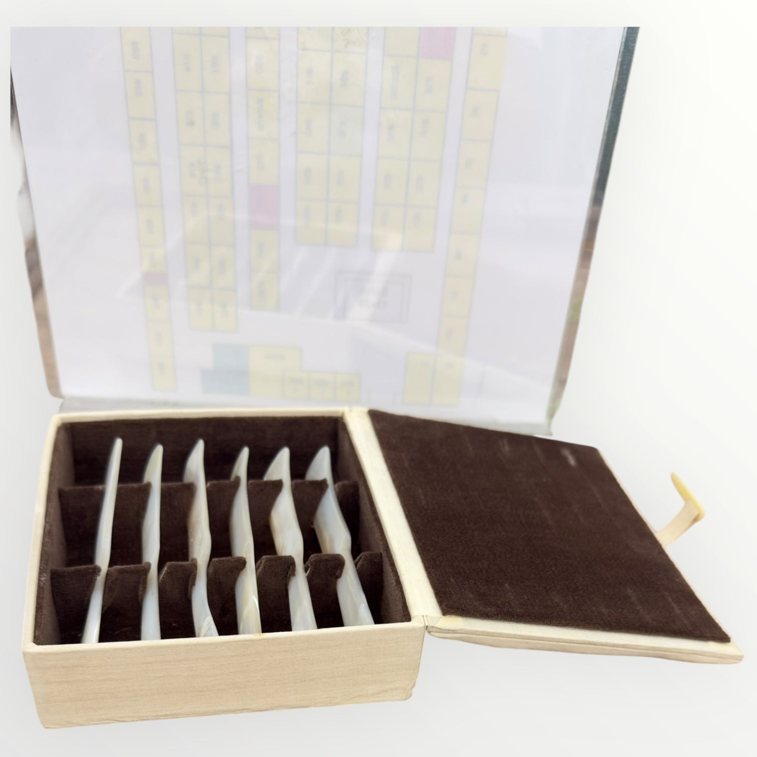 Vintage 1960s Mother-of-Pearl Caviar Knife Spreaders – Set of 6 in Original Box Made in Hong Kong