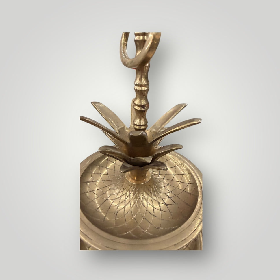 Vintage MCM Large Brass Pineapple Three‑Tiered Tray