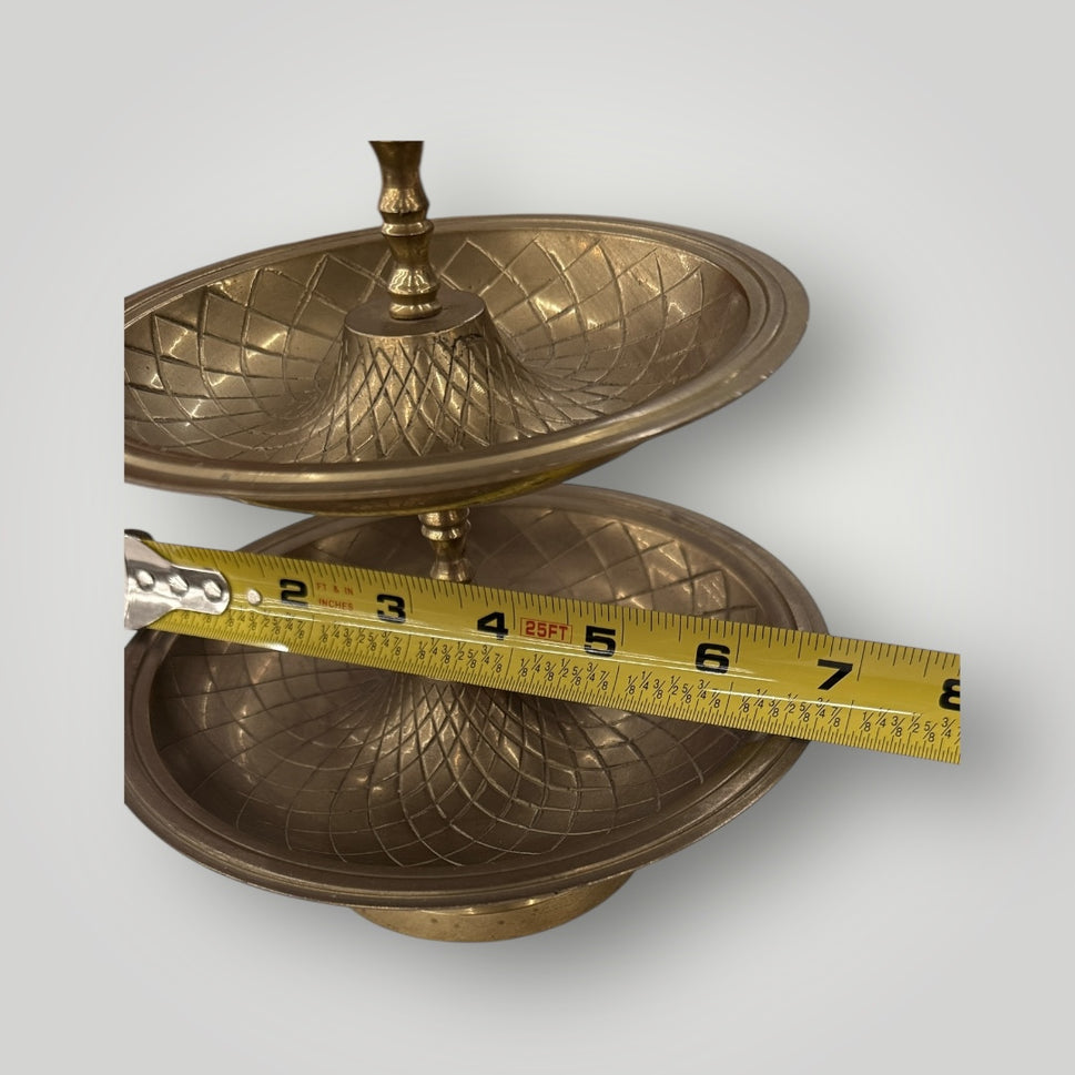 Vintage MCM Large Brass Pineapple Three‑Tiered Tray