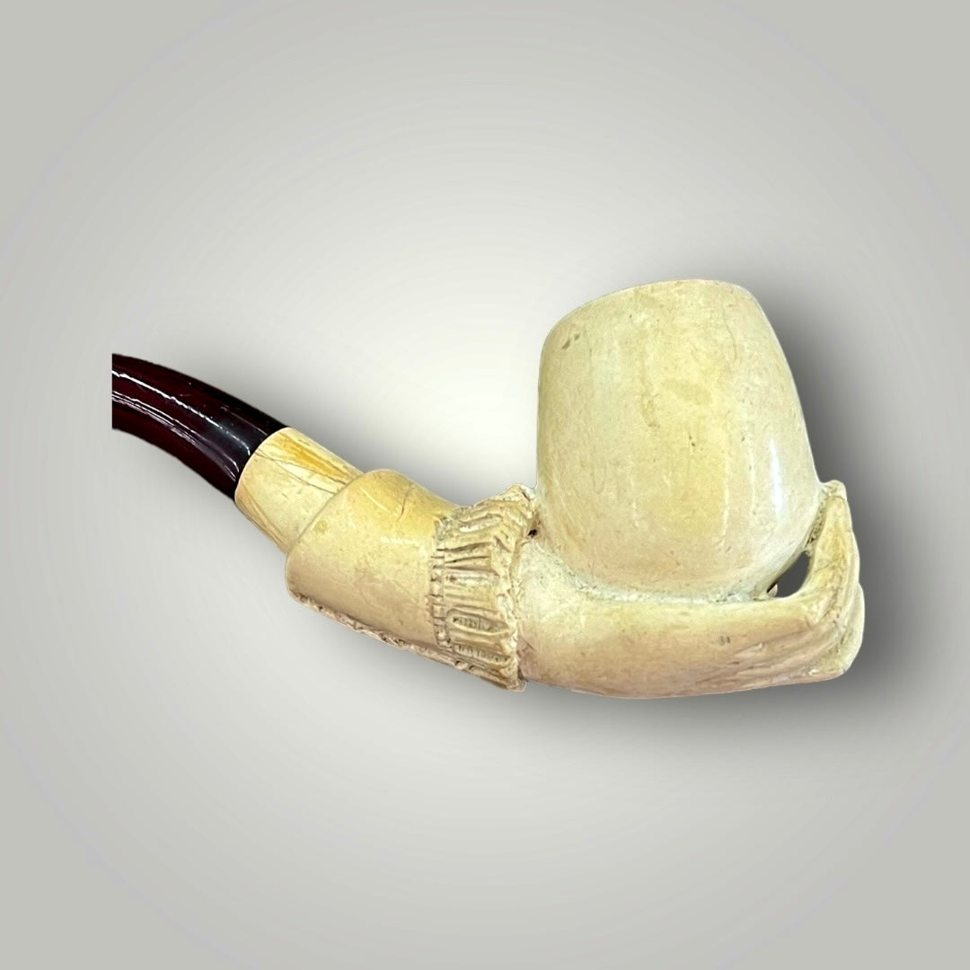 Vintage hand carved Meerschaum Pipe with Case