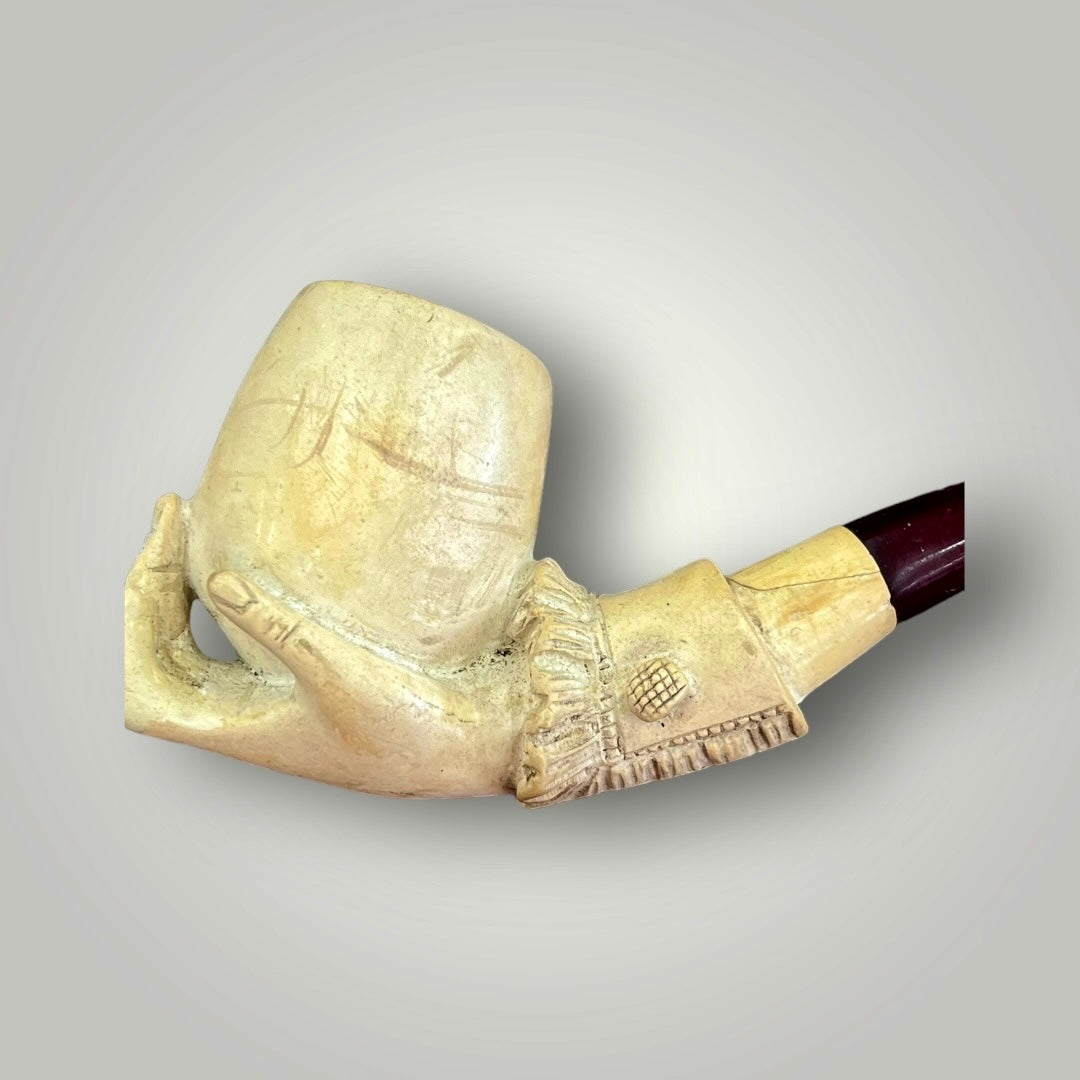 Vintage hand carved Meerschaum Pipe with Case