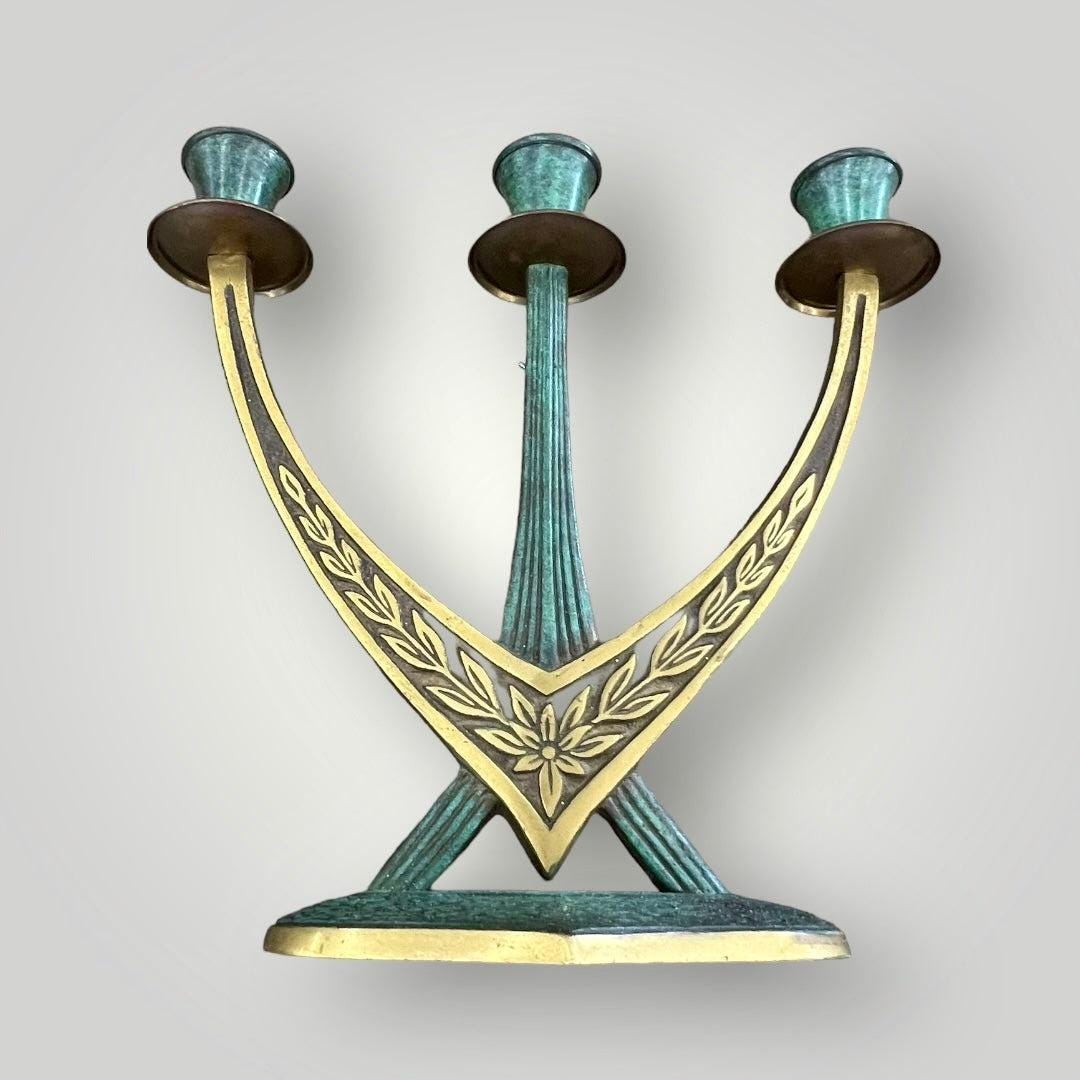 Fine Vintage Brass Candelabra Lamp – Made in Israel