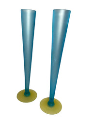 Tiffin Uranium Bud Vases, set of two, blue