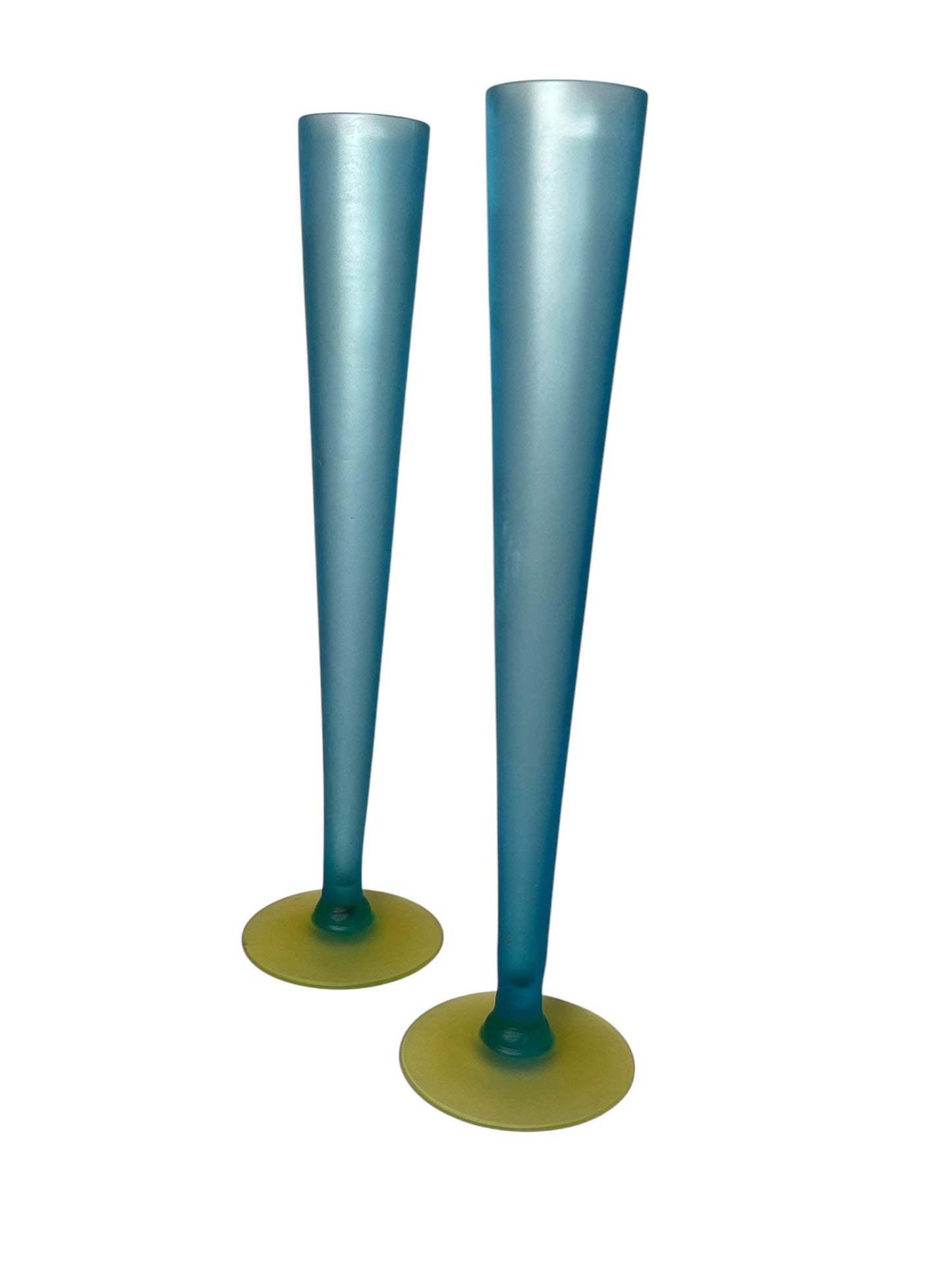 Tiffin Uranium Bud Vases, set of two, blue